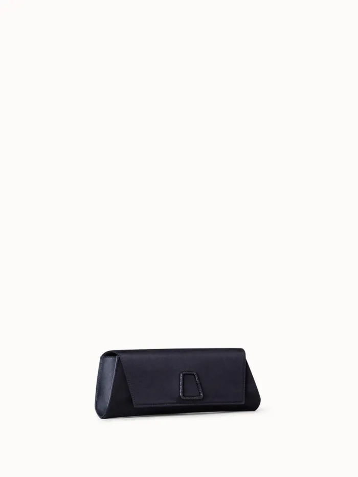 Small Anouk Clutch In Satin With Crystal Trapezoid Black Women Akris Shoulder Bags