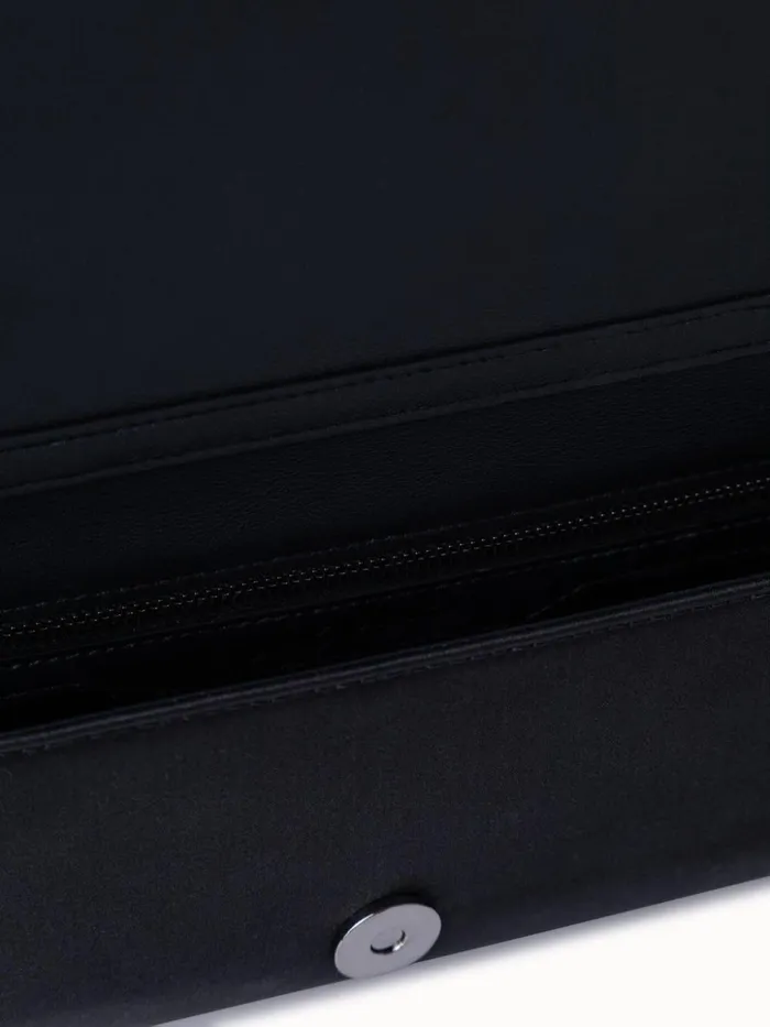 Small Anouk Clutch In Satin With Crystal Trapezoid Black Women Akris Shoulder Bags