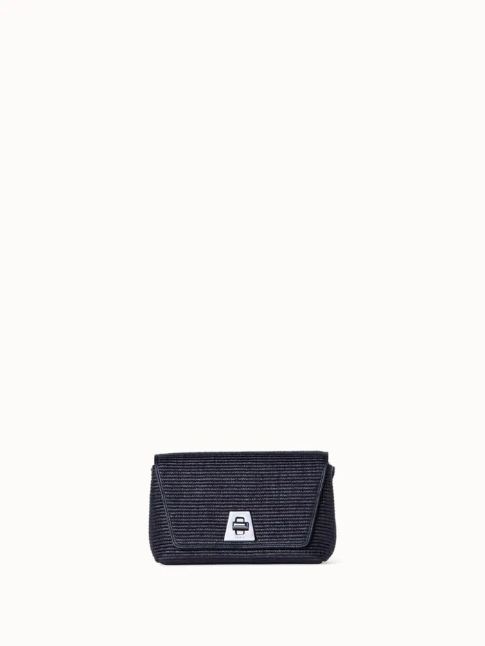 Small Anouk Day Bag In Raffia Black Women Akris Crossbody Bags