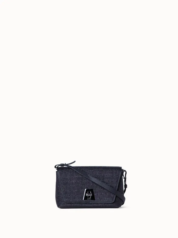 Small Anouk Day Bag In Raffia Black Women Akris Crossbody Bags