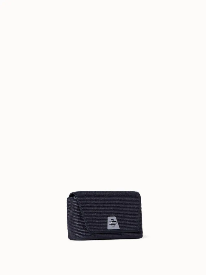 Small Anouk Day Bag In Raffia Black Women Akris Crossbody Bags