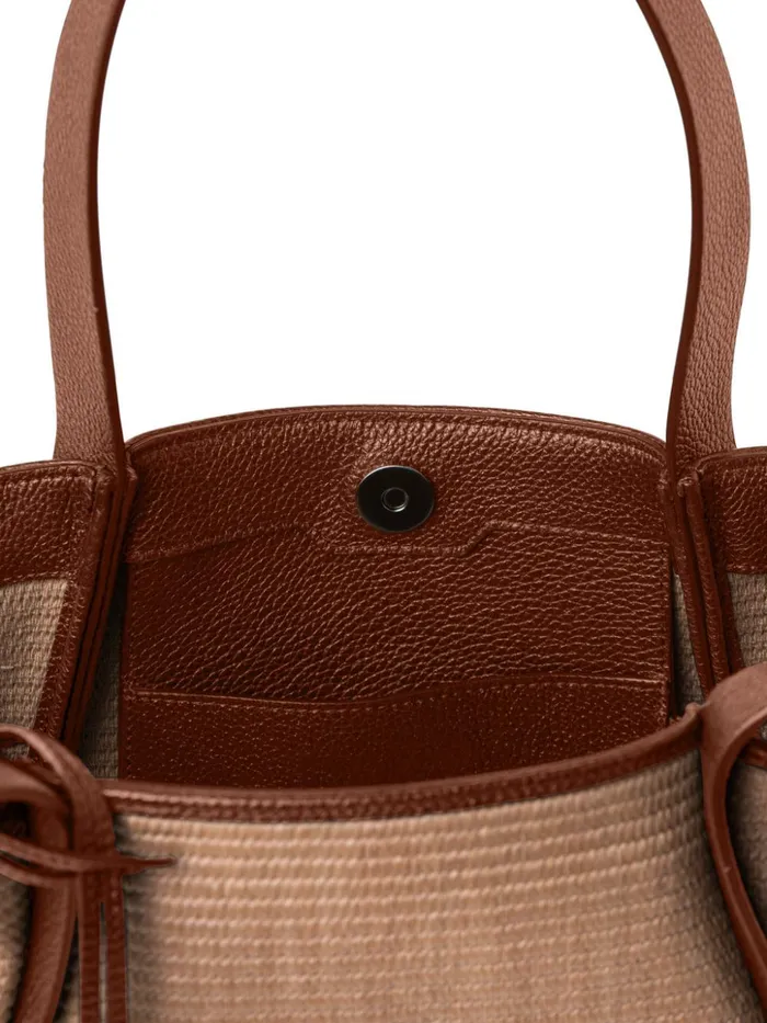Small Handbag In Raffia Fabric Camelcaramel Women Akris Tote Bags