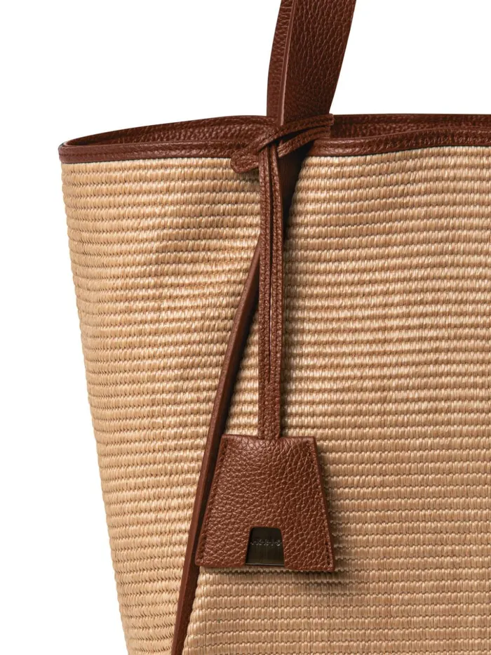 Small Handbag In Raffia Fabric Camelcaramel Women Akris Tote Bags