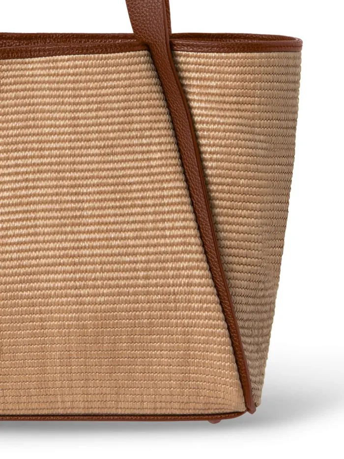 Small Handbag In Raffia Fabric Camelcaramel Women Akris Tote Bags