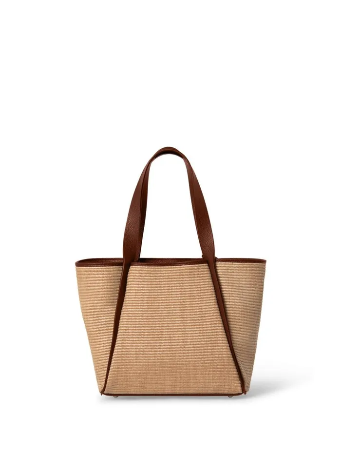 Small Handbag In Raffia Fabric Camelcaramel Women Akris Tote Bags