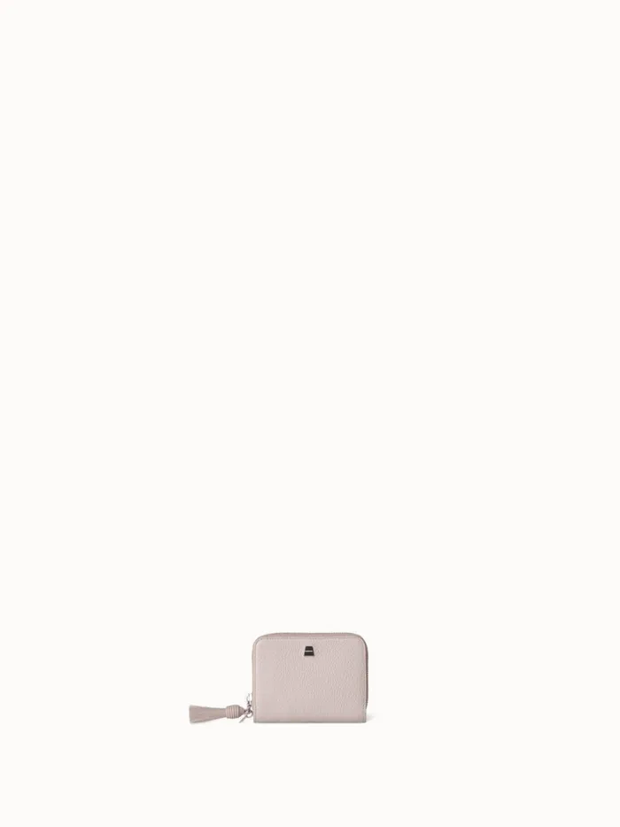 Small Zip Around Wallet In Leather Stucco Women Akris Wallets