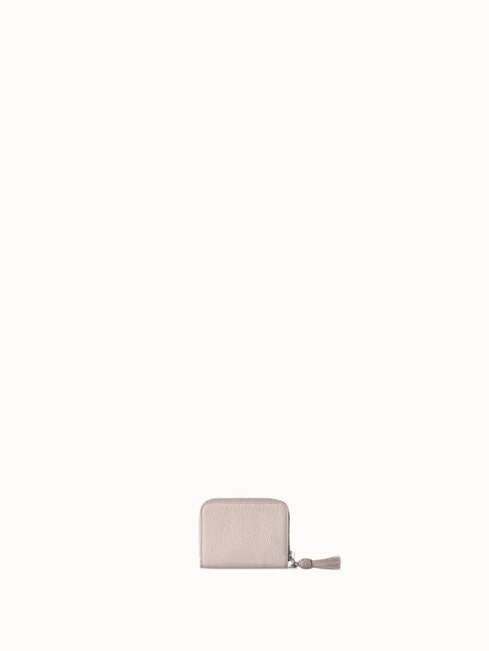 Small Zip Around Wallet In Leather Stucco Women Akris Wallets