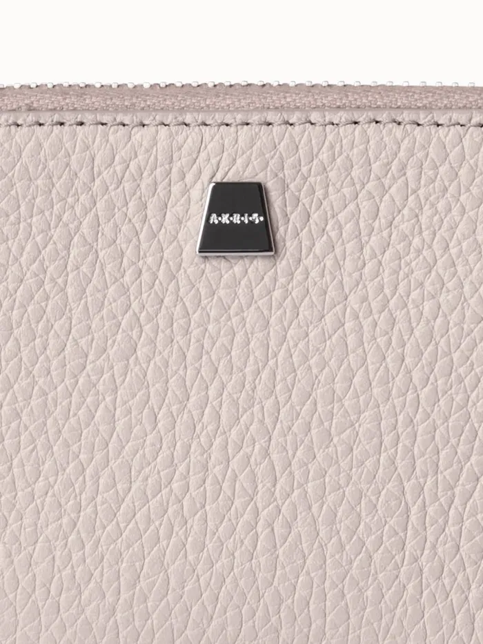 Small Zip Around Wallet In Leather Stucco Women Akris Wallets