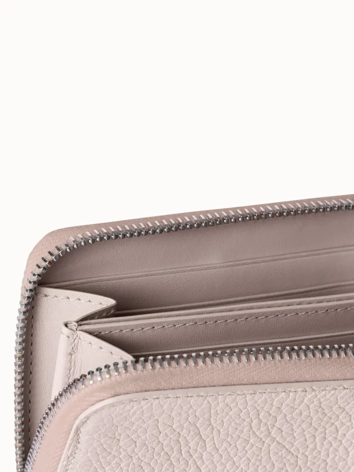 Small Zip Around Wallet In Leather Stucco Women Akris Wallets