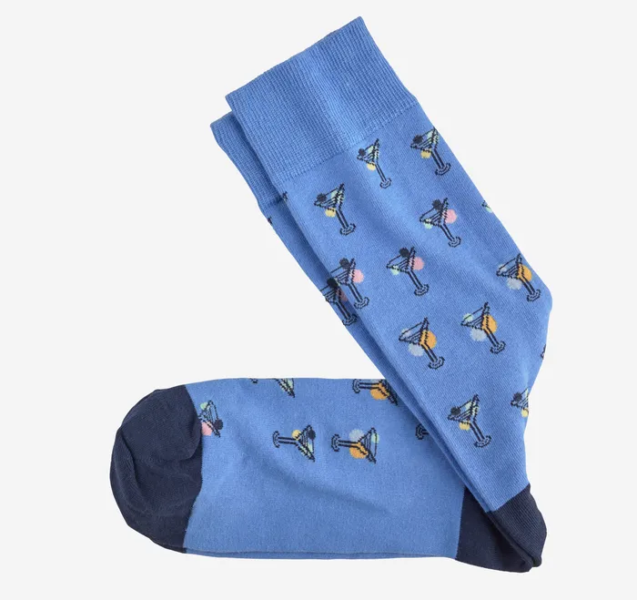 Socks Men Johnston and Murphy Novelty Socks Blue Martini