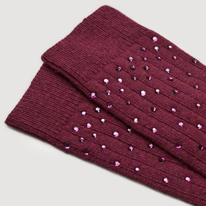 Socks Women SANDRO Rhinestone Socks Burgundy
