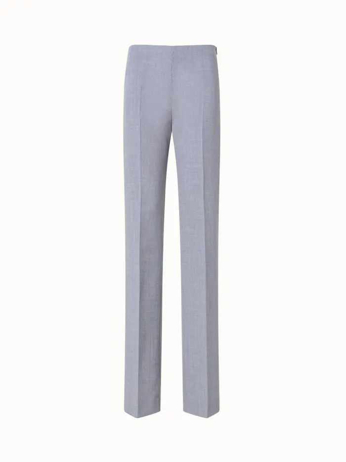 Straight Leg Pants In Wool DoubleFace Silver Women Akris Pants