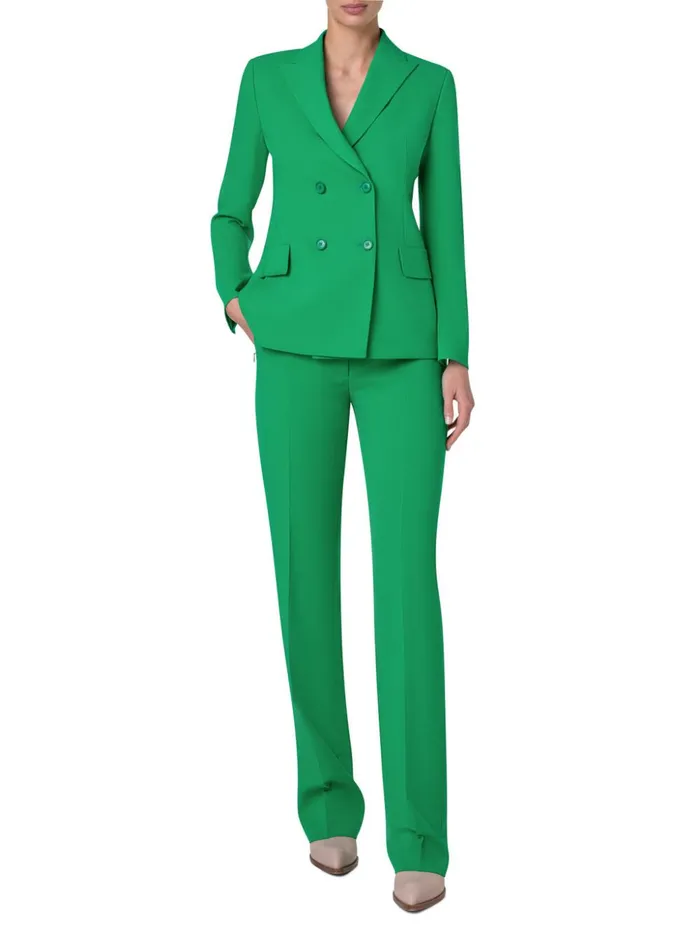 Straight Wool DoubleFace Pants Leaf Women Akris Pants