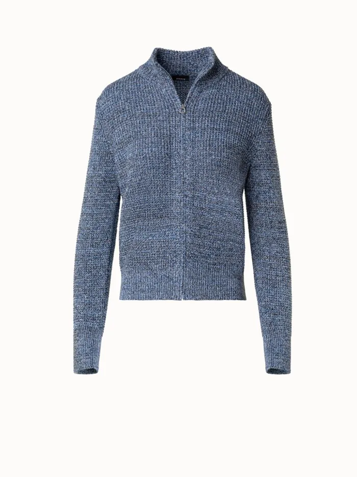Structured Cotton Knit Cardigan Denim Women Akris Knitwear