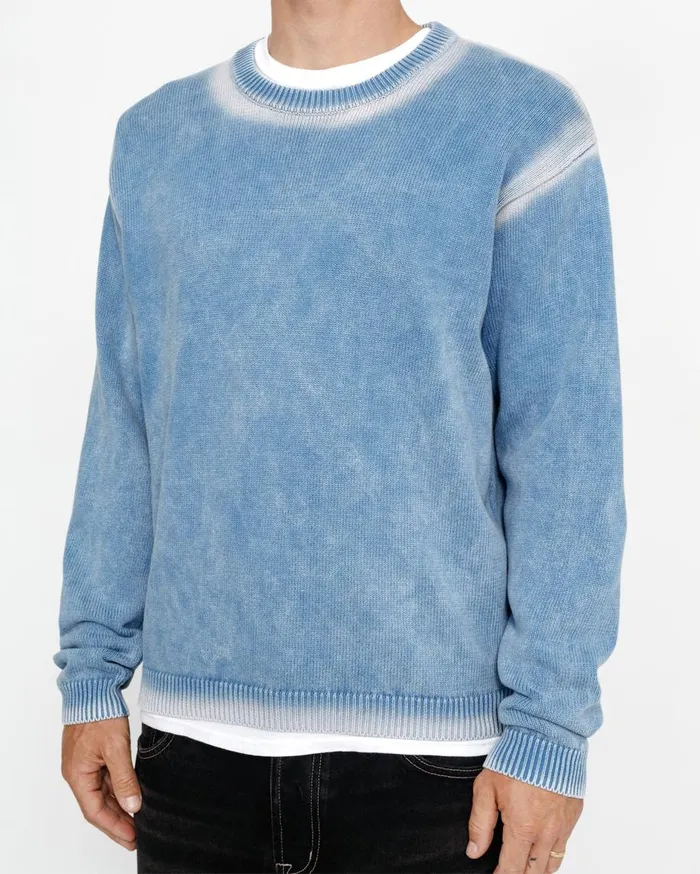 Stussy Knits FADED COTTON KNIT CREW Blue 8211 MenWomen