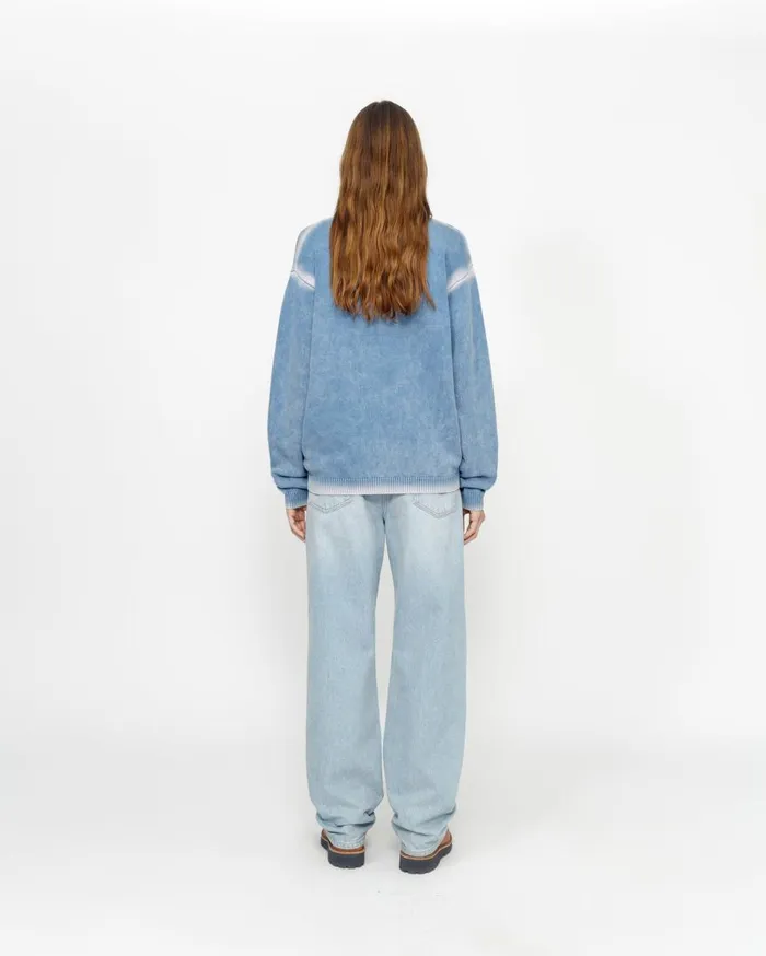 Stussy Knits FADED COTTON KNIT CREW Blue 8211 MenWomen