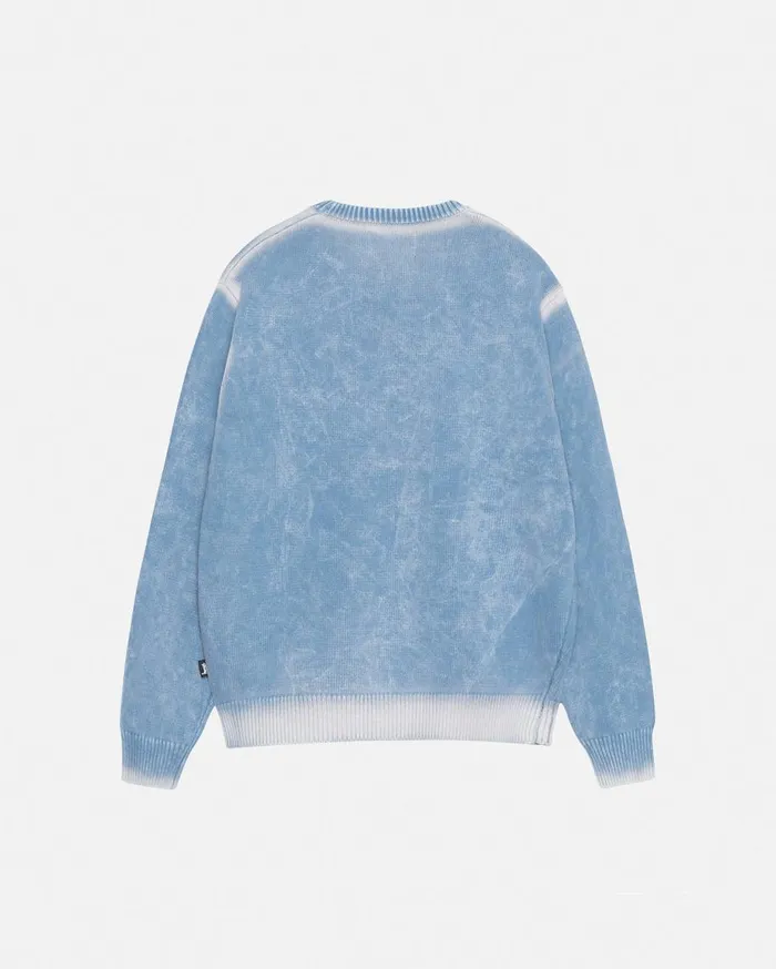 Stussy Knits FADED COTTON KNIT CREW Blue 8211 MenWomen