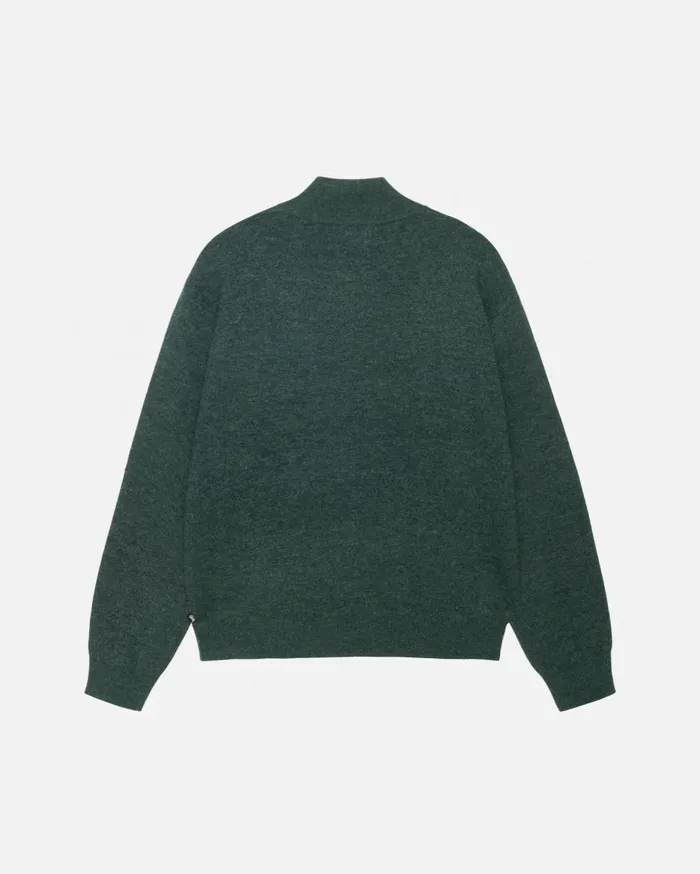 Stussy Knits HALF ZIP MOCK NECK SWEATER Dark Green 8211 MenWomen