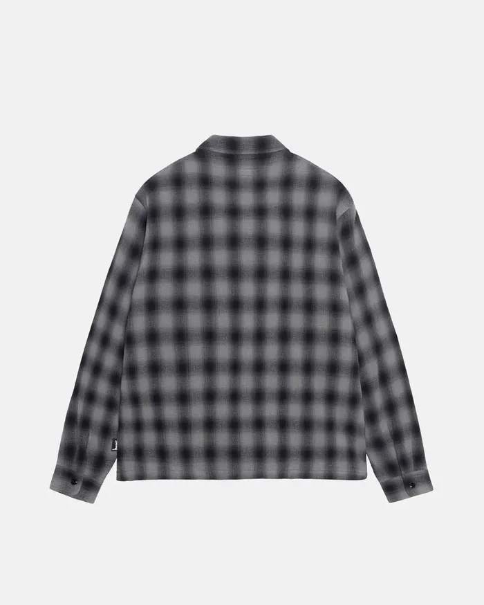 Stussy Shirts ZIP SHIRT TWISTED YARN PLAID Charcoal 8211 MenWomen