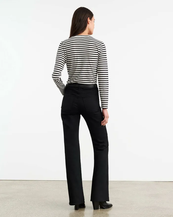 SUSANA LONG SLEEVE TEE BlackIvory Stripe Women Tees Nili Lotan