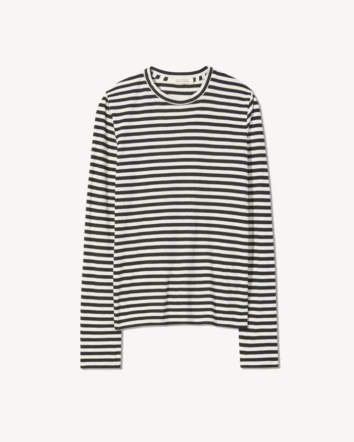 SUSANA LONG SLEEVE TEE BlackIvory Stripe Women Tees Nili Lotan