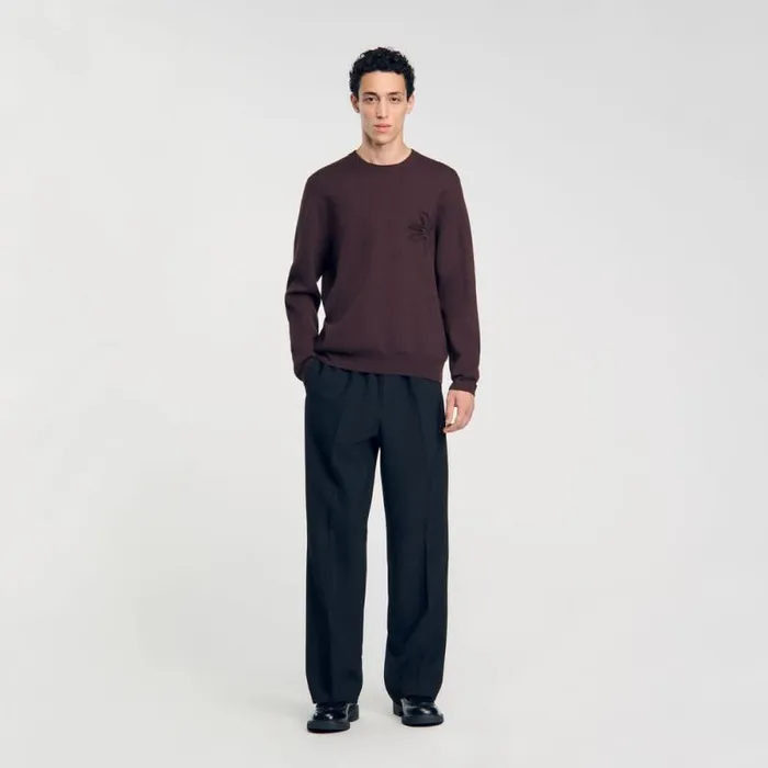 Sweaters and Cardigans Men SANDRO Floral Sweatshirt Chocolate