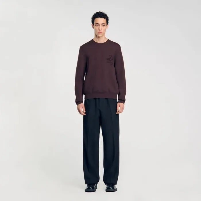 Sweaters and Cardigans Men SANDRO Floral Sweatshirt Chocolate