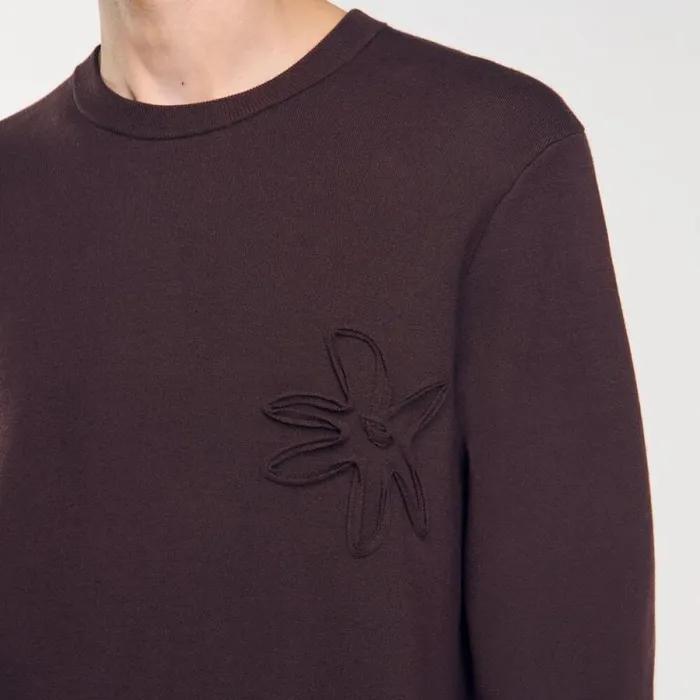 Sweaters and Cardigans Men SANDRO Floral Sweatshirt Chocolate