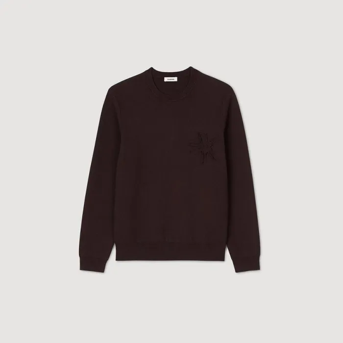 Sweaters and Cardigans Men SANDRO Floral Sweatshirt Chocolate