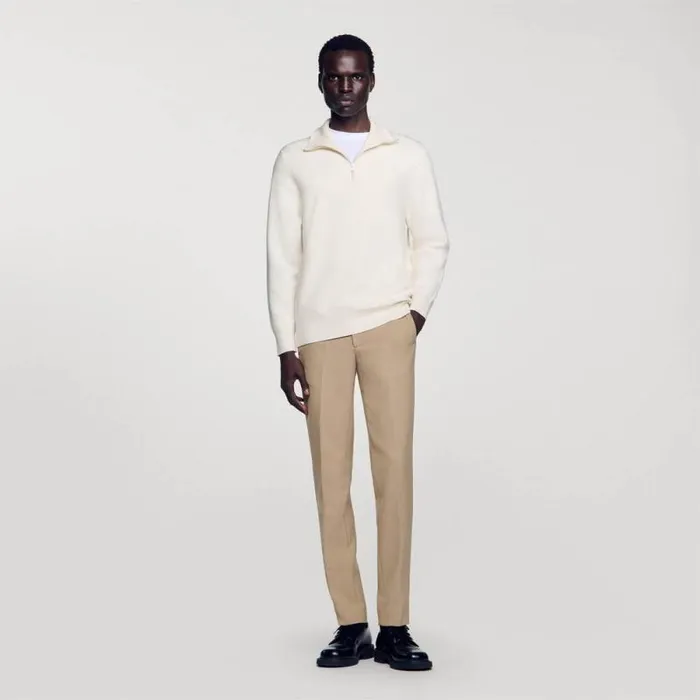 Sweaters and Cardigans Men SANDRO HalfZip Sweater Ecru