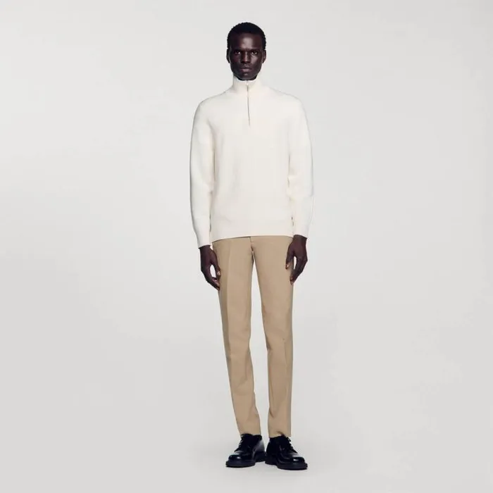 Sweaters and Cardigans Men SANDRO HalfZip Sweater Ecru