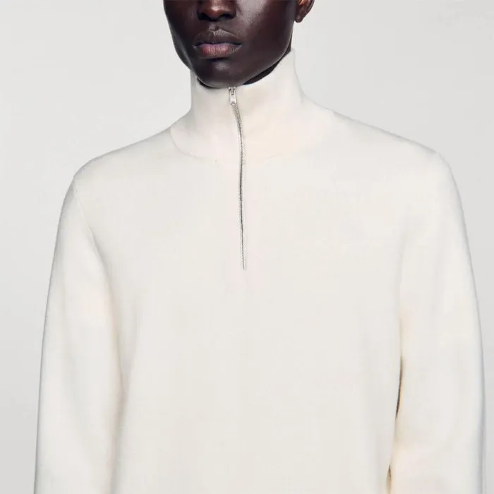 Sweaters and Cardigans Men SANDRO HalfZip Sweater Ecru