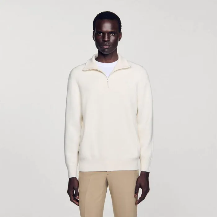 Sweaters and Cardigans Men SANDRO HalfZip Sweater Ecru