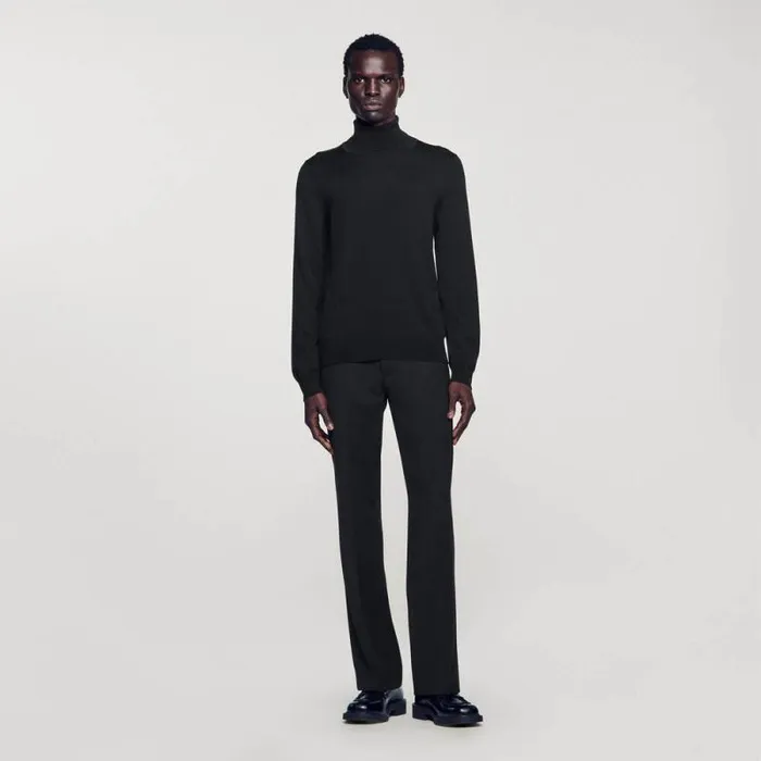 Sweaters and Cardigans Men SANDRO Roll Neck Wool Sweater Navy Blue