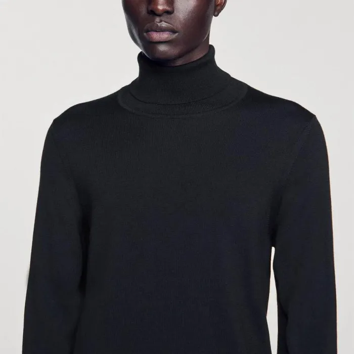 Sweaters and Cardigans Men SANDRO Roll Neck Wool Sweater Navy Blue