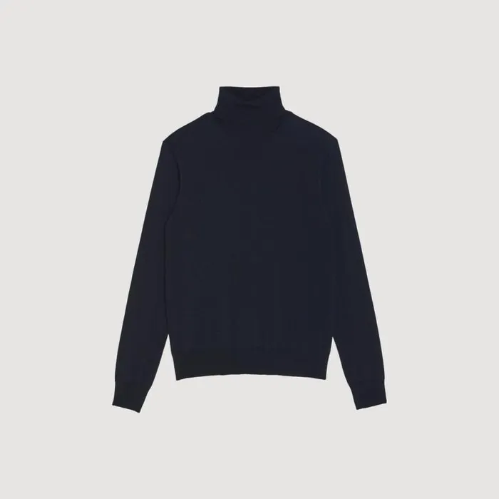 Sweaters and Cardigans Men SANDRO Roll Neck Wool Sweater Navy Blue