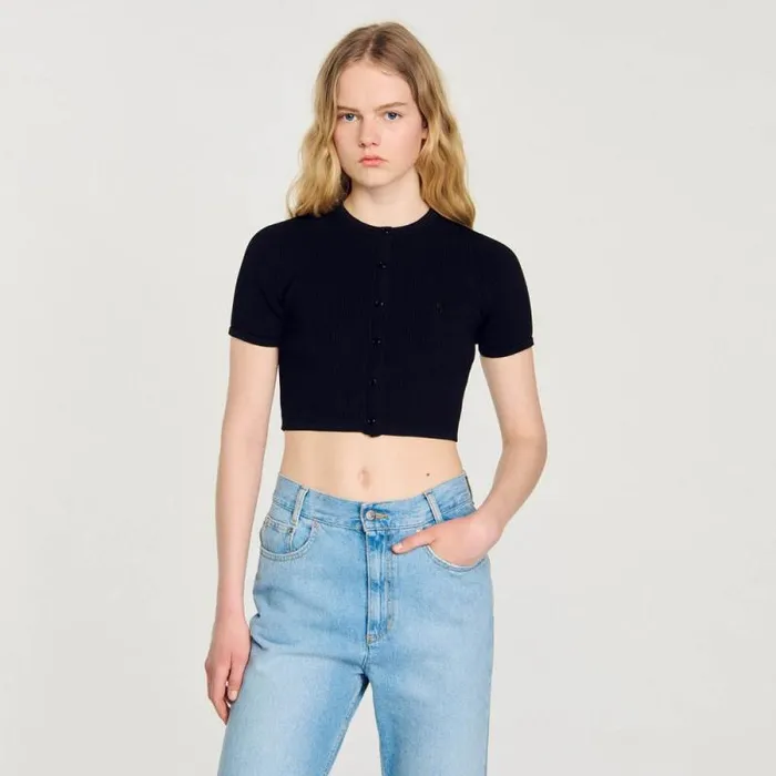 Sweaters and Cardigans Women SANDRO Cropped Cardigan Black