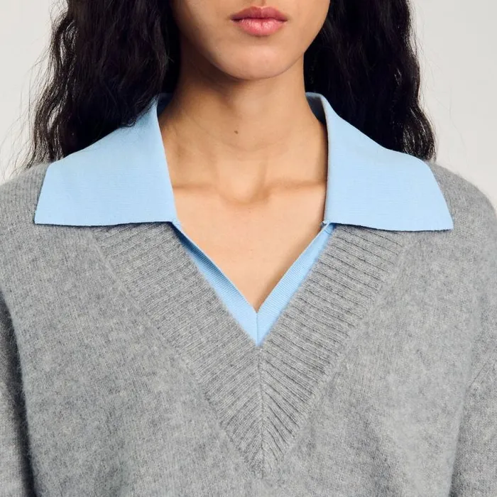 Sweaters and Cardigans Women SANDRO DoubleNeck Sweater Grey