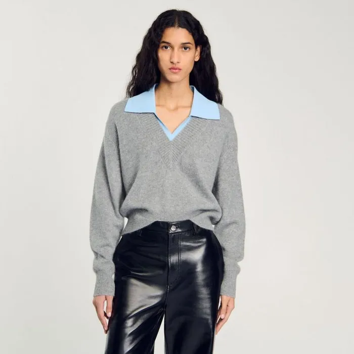 Sweaters and Cardigans Women SANDRO DoubleNeck Sweater Grey
