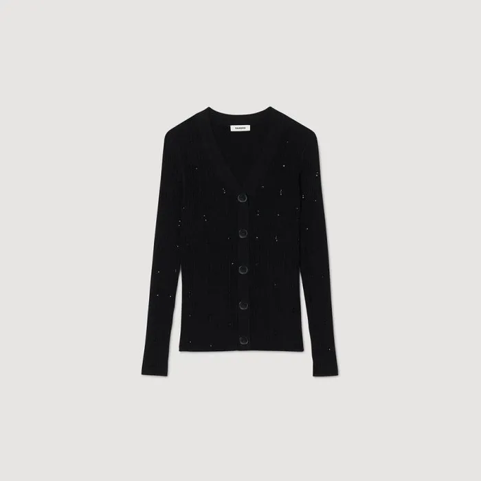 Sweaters and Cardigans Women SANDRO Rhinestone Cardigan Black