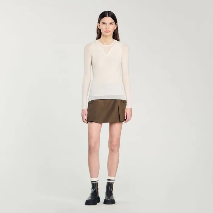 Sweaters and Cardigans Women SANDRO Wool Layered Effect Sweater Ecru