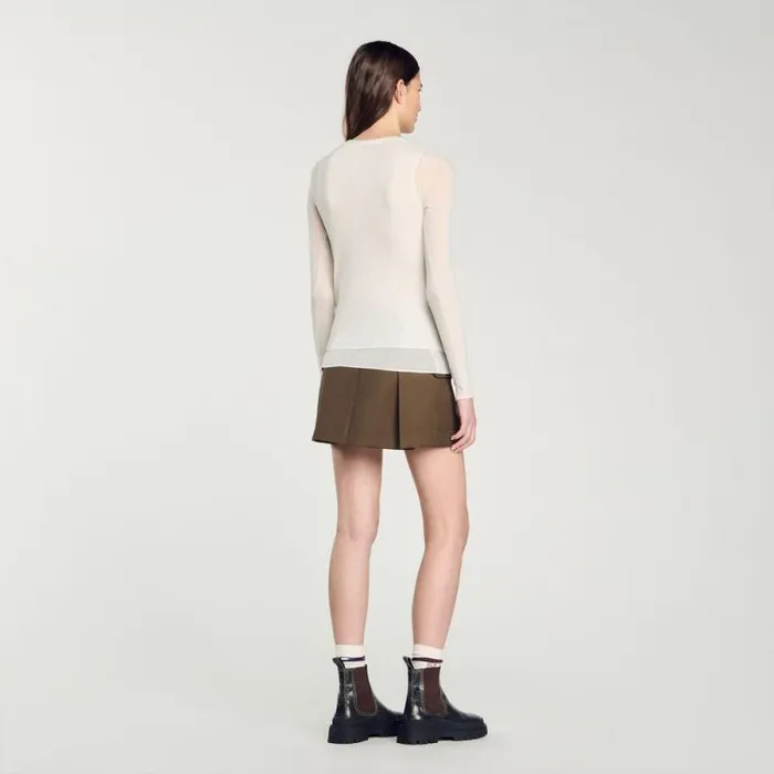 Sweaters and Cardigans Women SANDRO Wool Layered Effect Sweater Ecru