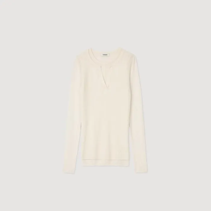 Sweaters and Cardigans Women SANDRO Wool Layered Effect Sweater Ecru