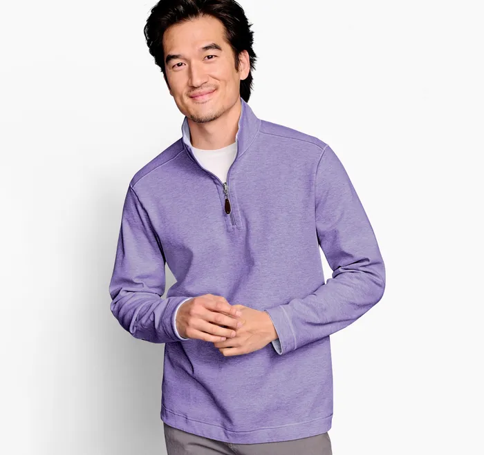 Sweaters and Knits Reversible Solid QuarterZip PurpleLight Blue 8211 Johnston and Murphy Men