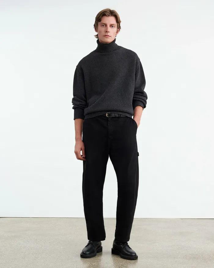 Sweaters Nili Lotan Men VINTON SWEATER Dark Charcoal Melange