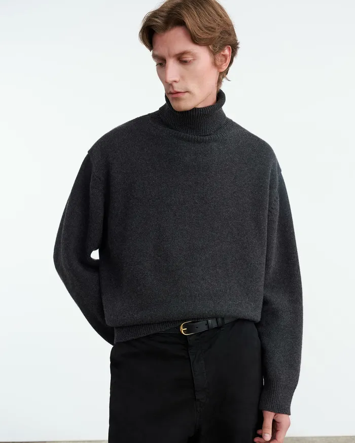 Sweaters Nili Lotan Men VINTON SWEATER Dark Charcoal Melange