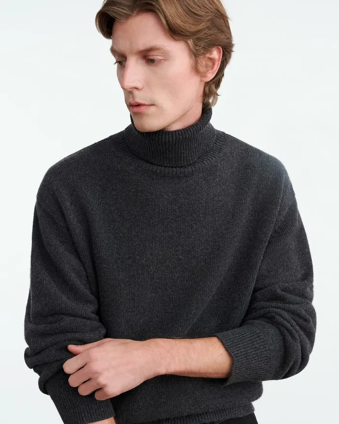 Sweaters Nili Lotan Men VINTON SWEATER Dark Charcoal Melange