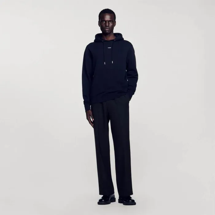 Sweatshirts and Hoodies Men SANDRO Embroidered Hoodie Black