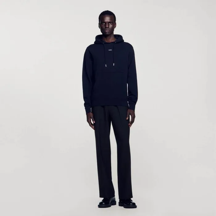 Sweatshirts and Hoodies Men SANDRO Embroidered Hoodie Black