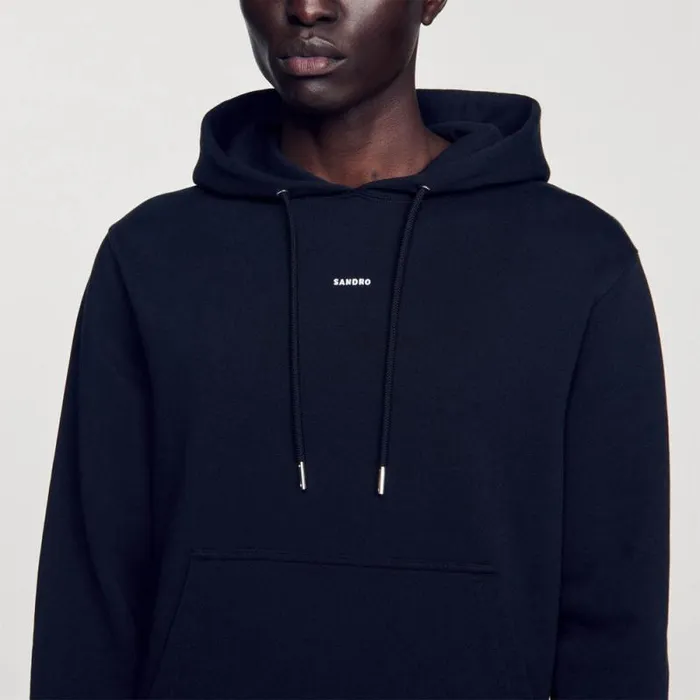 Sweatshirts and Hoodies Men SANDRO Embroidered Hoodie Black